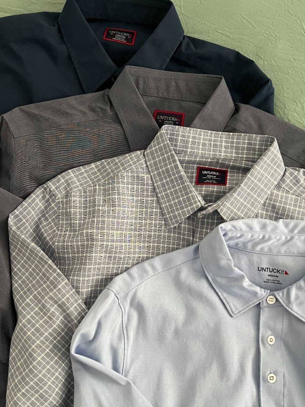 UNTUCKit Men’s Shirt Lot Size M 4pc Button Down & Polo 100% Cotton Casual Dress